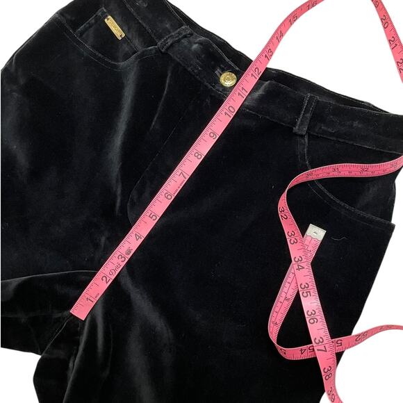 St. John Sport by Marie Gray High Rise Straight Leg Velvet Pants Black Size 8 - Picture 10 of 12